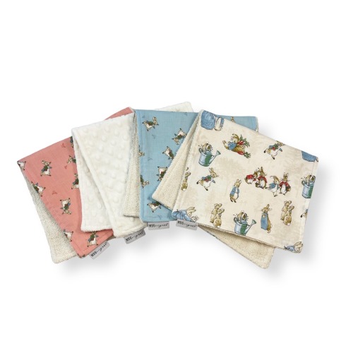 Peter Rabbit Burp Cloth Set of 4 - Beatrix Potter - Soft Cotton, Absorbent, & Durable, Boy / Girl / Unisex with Option to Personalize
