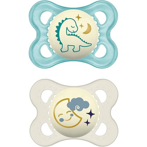 MAM Original Day & Night Baby Pacifier, Nipple Shape Helps Promote Healthy Oral Development, Glows in The Dark, 0-6 Months, Baby Boy, 2 Count