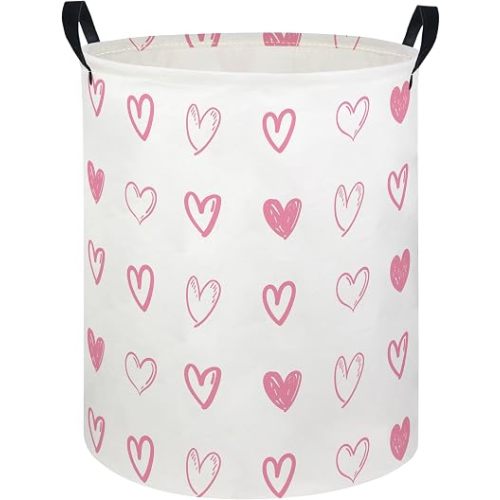 Baby Laundry Hamper kids laundry Basket Waterproof Laundry Bag for Bedroom Toy Clothes Organizer Room Décor(Pink Heart)