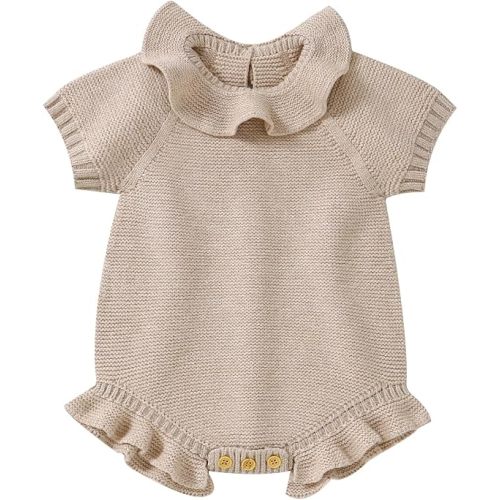Baby Girl Sweater Knit Romper Short Sleeve