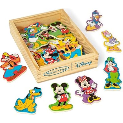 Melissa & Doug Disney Mickey Mouse Wooden Character Magnets (20 pcs) Toys for Disney Fans, Mickey Mouse Fridge Magnets, Pretend Play & Toddler Toys for Kids Ages 2+