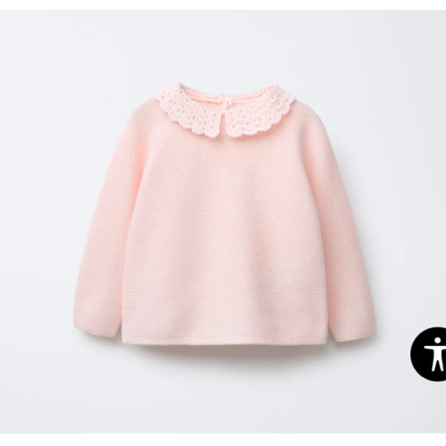 CROCHET KNIT COLLAR KNIT SWEATER - Pink | ZARA United States