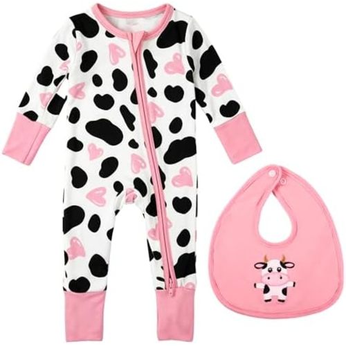 Baby Pajamas Bamboo Long Sleeve Romper,Infant Boys Girls Convertible Baby Footies Pajama,Newborn One Piece Romper
