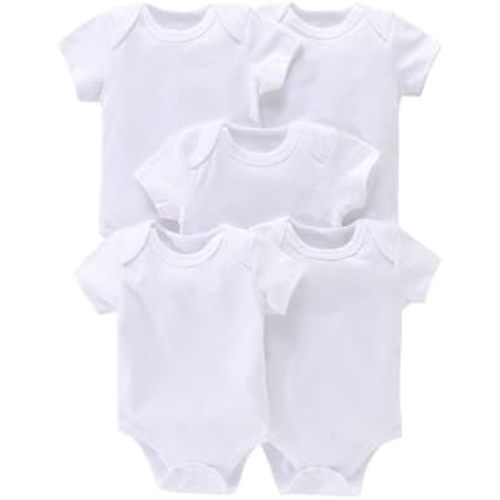 JYHOPE 5-Pack Newborn Infant Short Sleeve Pure Color Romper Bodysuit For Baby Girls And Boys Toddler Summer Clothes