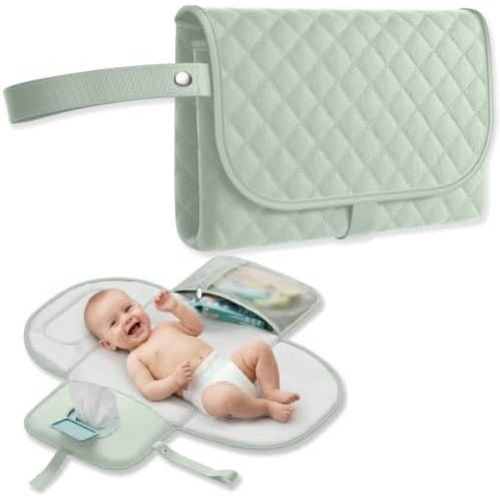 Portable Changing Pad, Baby Diaper Changing Mat for Travel, Sage Green