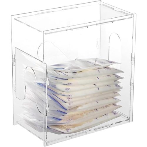 Breastmilk Storage Bags Freezer Organizer, Clear Refrigerator and Freezer Organizer, Capacity 60oz, 8.86''H x 8.27''L x 4.61''W, Suitable for All Kinds of breastmilk Bags for Storage(Clear)