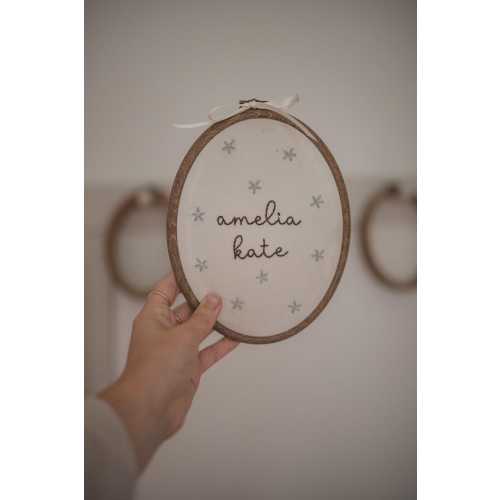 Hand Embroidered FLORAL Custom Name Hoop | Personalized Baby Gift | Nursery Decor 5 x 7