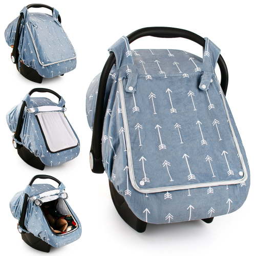 beetoy Baby Infant Car Seat Cover with Zipped Mesh Window, Spring Summer Autumn Stroller Cover for Newborn Babies,Carseat Canopy for Boys and Girls,Breathable & Lightweight,Super Stretchy & Adjustable