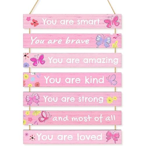 Girls Room Decor Colorful Inspirational Wall Plaque Set for Kids Bedroom