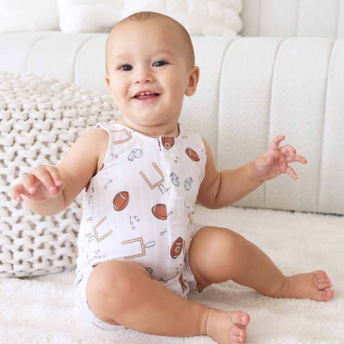 Sleeveless Snap Romper | Tiny Touchdowns Neutral