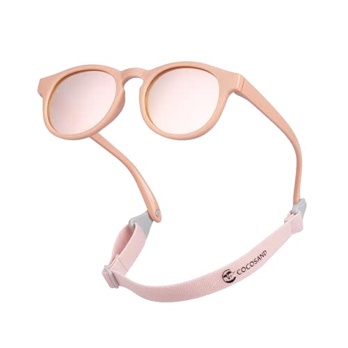 COCOSAND Baby Toddler Sunglasses with Strap Polarized Flexible Round Frame for Newborn Infant Kids Boy Girl Age 0-6 Years Old