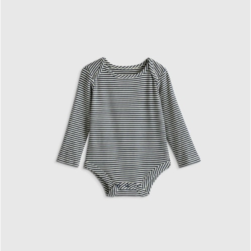 Softest Rib Long Sleeve Bodysuit  in Navy Stripe