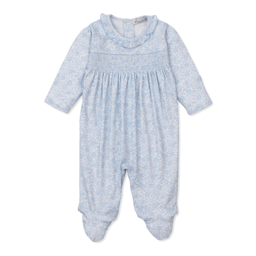 Kissy Kissy Country Gardens Smock Footie Blue - Spoiled Sweet Boutiqu - Spoiled Sweet Boutique