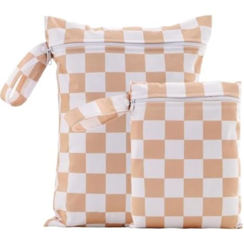 2 Sizes Wet Bags, Waterproof Storage Bag for Baby Diapers and Pump Parts, Reusable Diaper Bag with Zippered Pockets and Handle, Travel Bags, Beach, Pool, Gym Bag for Swimsuits & Wet Clothes, Set of 2