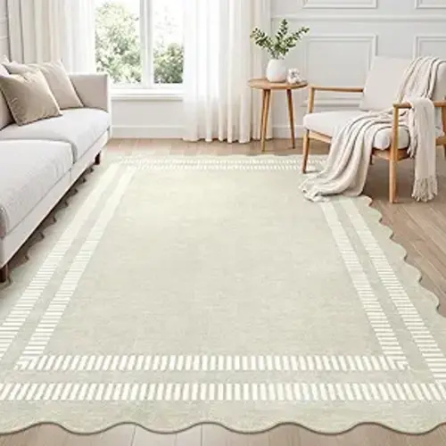 Area Rugs 5x7 Living Room Washable Modern Rug, Neutral Beige Soft Non Slip Rugs Ultra-Thin Indoor Carpet for Bedroom Dining Room Nursery Home Office