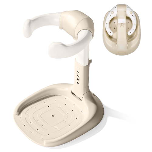 Babyomi Baby Shower Stand, Collapsible Baby Shower Standing Support with Anti-Slip Base, Adjustable Height and Safety Handle baby bath chair for Baby 6-36 Months, Beige