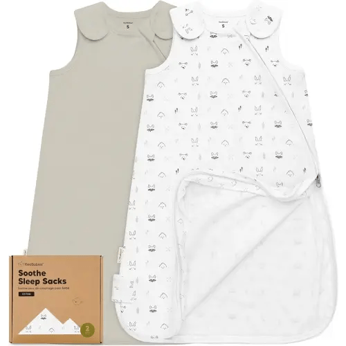 2-Pack Organic Baby Sleep Sacks, 100% Cotton - Soft & Breathable 0.5TOG Baby Wearable Blanket, Toddler Sleeping Sack 0-6 months, Easy to Wear Transitional Swaddles for Newborns, Infants (Nordic, S)
