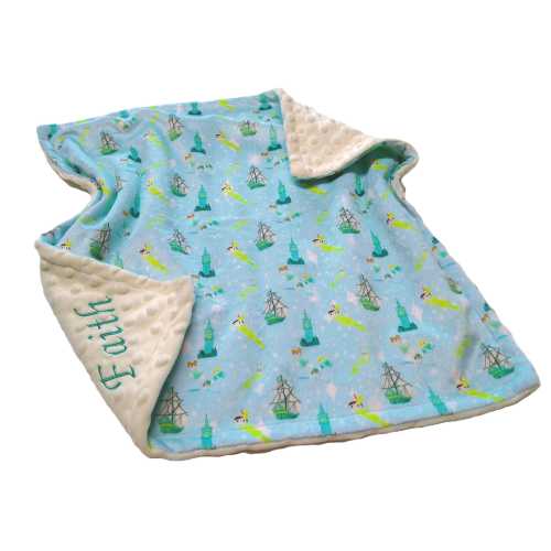 Peter Pan Blanket, Personalized Neverland Nursery Bedding, With Satin Ruffle Option