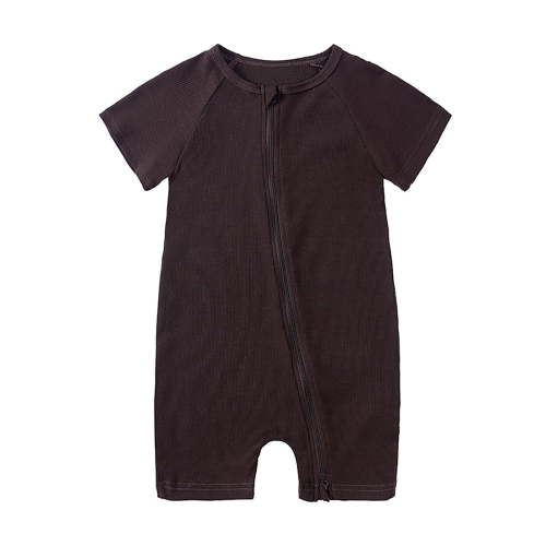 Baby Boy Romper Boys Summer Short Sleeve Zipper Romper Jumpsuit Toddler Jumpsuit Brown 6-9 Months