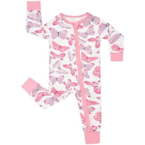 MOSSRIVER Bamboo Viscose Baby Long Sleeve Romper, Cute Pumpkin Prints Zipper Footless Jumpsuit, Toddler One-Piece Outfits