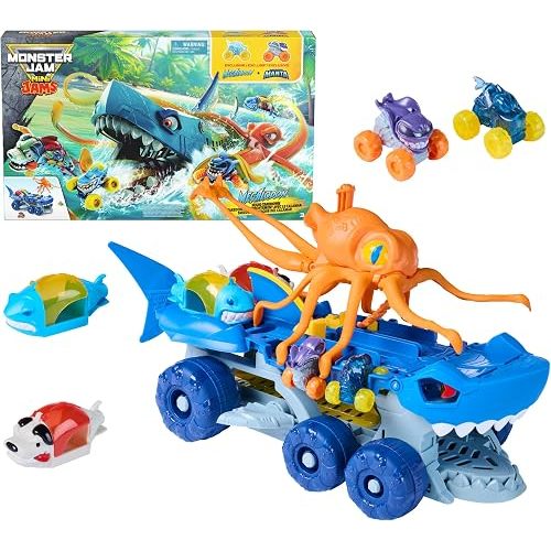 Monster Jam Mini Jams Megalodon Squid Takedown Monster Trucks Playset