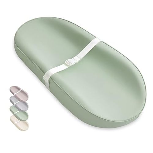 Blissful Diary Vegan Leather Baby Changing Pad with Waterproof & Wipe-Clean PU Cover, Avocado Size Cozy Diaper Changing Pad for Dresser and Table, Light Green