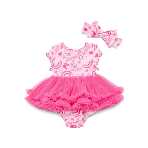 Barbie Baby Girls Tutu Bodysuit with Matching Headband, 2-Piece, Sizes 0/3M-24M