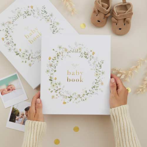 Floral Baby Memory Book – Gold Foil Keepsake Journal, New Parent Gift, Baby Shower present