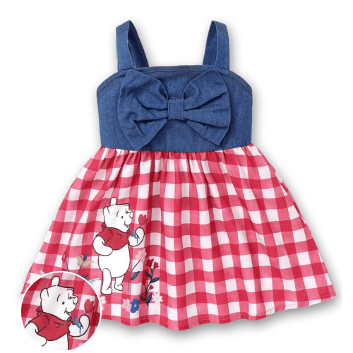 Disney Winnie the Pooh Baby Girls Dresses Graphic Sleeveless Denim Outfits Clothes for Little Girl Sizes 3M-5T Blue
