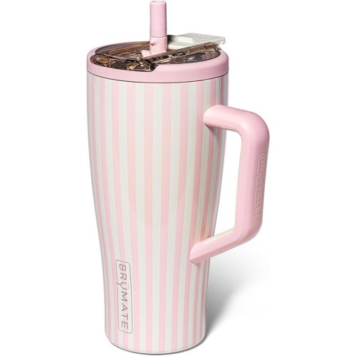 BrüMate Era Flip 30oz Tumbler with 100% Leakproof Covered Straw Lid | Hygienic Straw | Insulated Stainless Steel Water Bottle with Handle | Cup Holder Friendly | BPA-Free (Strawberries & Cream)