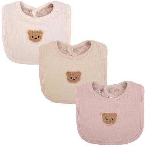 Cute Bear Baby Bibs for Unisex Boys Girls Soft Terry Cloth Adjustable Teething Drooling Bibs for Newborn Toddler