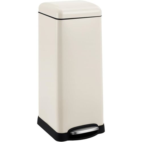 8-Gallon/30l Step-Open Trash Can with Soft-Close Lid, Stainless Steel Garbage Can with Soft Close Lid, Fingerprint Resistant, Minimalistic for Home, Kitchen, Laundry Room, Office, Bedroom, Beige