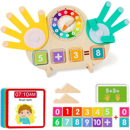 Flynow Toddler Learning Sensory Toys Preschool Educational Montessori Math Manipulatives Kid 1-5, Boy Girl Age 2 3 4 Year Old, Wood Finger Counting Tracing Board Birthday Christmas Holiday Gift
