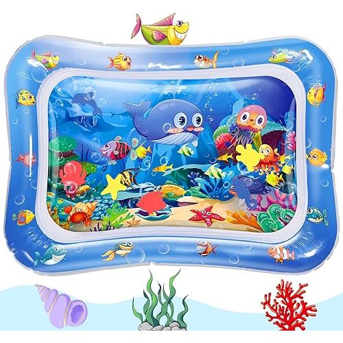 Hitituto Inflatable Tummy Time Mat Premium Baby Water Mat for Infants Toddlers is Neutral Funny Play Activity Center for Stimulation Growth Sensory Development as Baby Girl Boy Pop Toy 3 to 24 Months