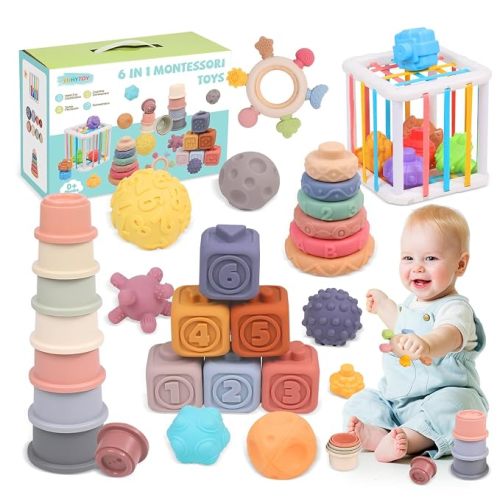 6-in-1 Montessori Baby Toys for 0-6-6-12 Months, Infant Learning Baby Gifts