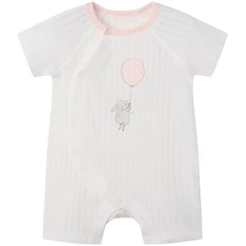 Organic Baby Romper Breathable Pointelle Newborn Bodysuit Natural Dye Short Sleeve Snap-Up Summer Outfit