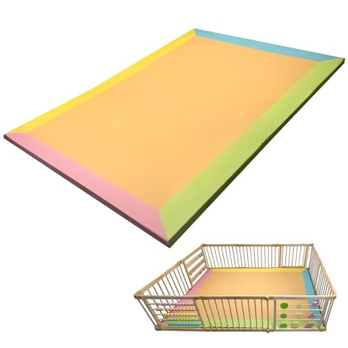 Zety Compatible Baby Play Mat - PU Leather Baby Playpen Mat - Waterproof Baby Play Mats for Floor - 1.5" Thick High Density Foam Play Mat (Colored, 8-Panel) (Colored, 8-Panel)