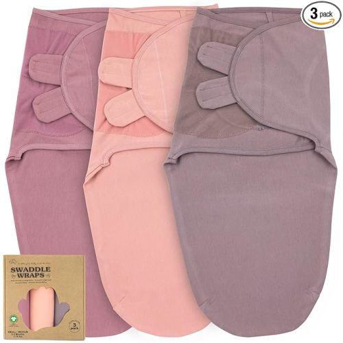 Bublo Baby Newborn Swaddle Sleep Sacks - Infant 0-3 Months, Swaddles for Newborns Baby Girls Boys, 100% Organic Cotton Nursery Swaddling Blankets (3-Pack)