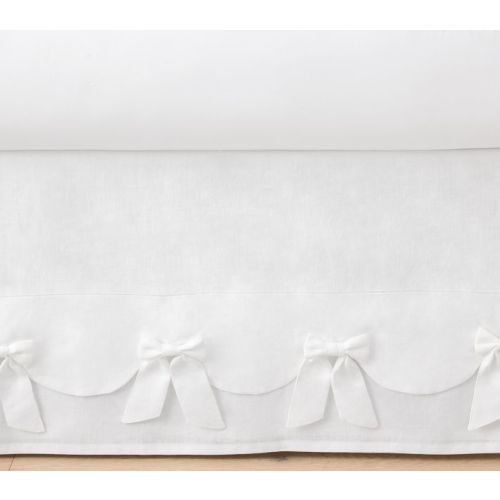 European Linen Bow Crib Skirt