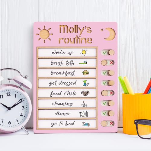 Customized Wooden Toddler Routine Chart, Visual Schedule for Kids, Daily Routine chart, Chore Chart for Kids, Homeschool Schedule