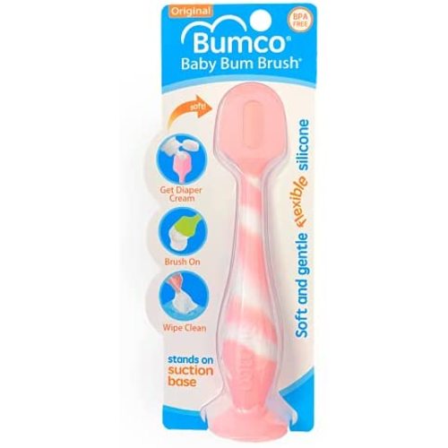 Baby Bum Brush, Original Diaper Rash Cream Applicator, Soft Flexible Silicone, Unique Gift [Light Pink Swirl]