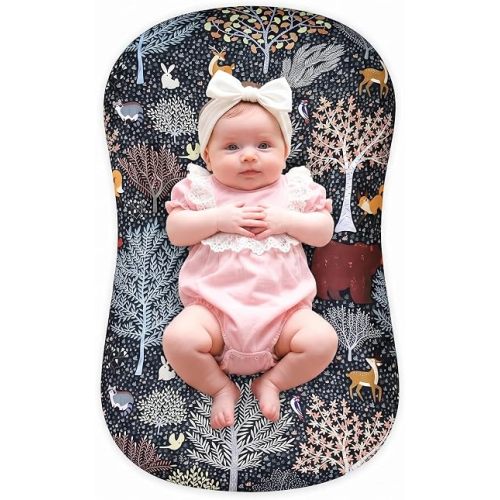 Baby Lounger Cover Grils Boys, Soft and Comfortable Newborn Lounger Cover, Breathable & Stretchy Infant Nest Slipcover Compatible with Snuggle Me Newborn Lounger, Cover Only (Forest Animals)