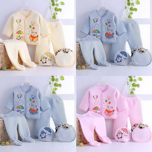 Ketyyh-chn99 Baby Boy Clothes 0-3 Months Baby Layette Set Coat+Hat+Bib+2 Pants 5PCS Size for One Size,Pink