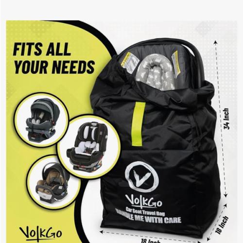 V VOLKGO Car Seat Travel Bag For Airplane with Padded Backpack Shoulder Straps, Gate Check Bag, Car Seat Bags for Air Travel Carseat Travel Cover, Carseat Travel Bag Cover for Airplane Travel