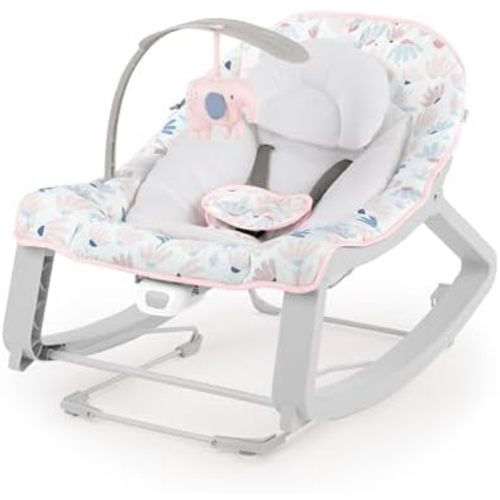 Ingenuity Keep Cozy 3-in-1 Grow with Me Vibrating Baby Bouncer Seat & Infant to Toddler Rocker, Vibrations & -Toy Bar, 0-30 Months Up to 40 lbs (Pink Burst)