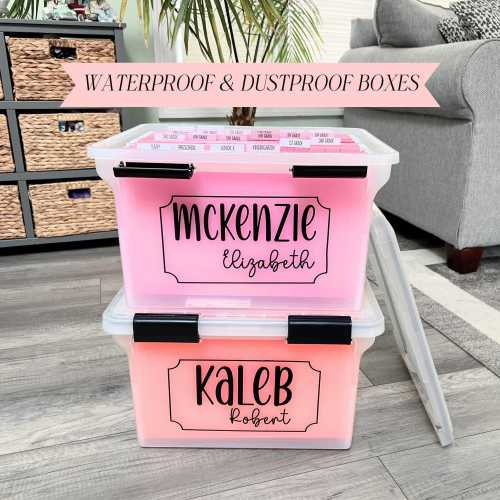 Personalized Kids Keepsake Box Milestone Tote File Organizer School Memory Box Child Memory File Box Child Milestone Box School Work Storage