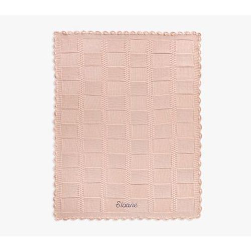 Organic Cotton Knit Patchwork Baby Blanket , Blush