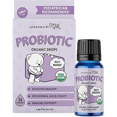 Legendairy Milk Baby Probiotic Drops Organic - Colic and Gas Drops for Newborns & Toddlers - Digestive Support, Constipation Relief - Toddler Probiotic Supports Occasional Diarrhea & Gas, 33 Servings