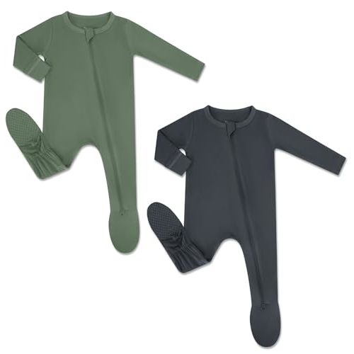 HAPIU Rayon from Bamboo Baby Footed Pajamas, 2 Way Zipper YKK, Footie for Baby Boy Girls, Newborn-24 Months