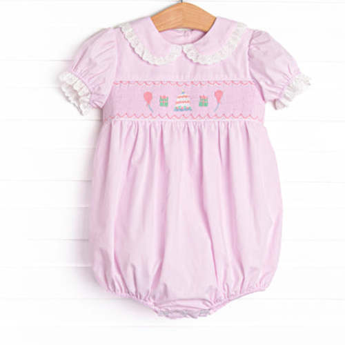 Perfect Day for a Party Smocked Bubble, Pink – Stitchy Fish